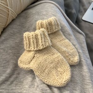 Hand knitted baby socks